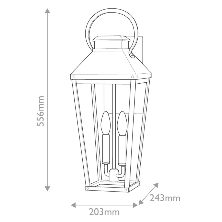 Hinkley - Aplică de exterior DAWSON L 2xE14/40W/230V IP44 neagră