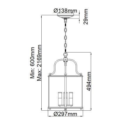 Hinkley - Candelabru pe lanț GENTRY 4xE14/60W/230V auriu