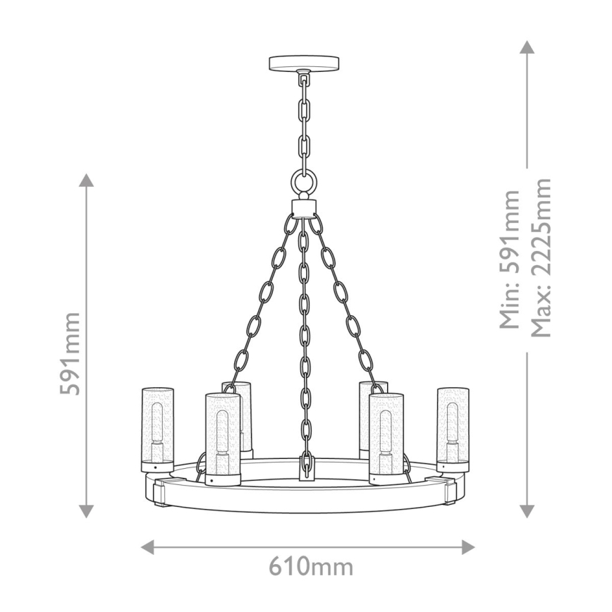 Hinkley - Candelabru cu lanț SAWYER 6xE14/40W/230V maro