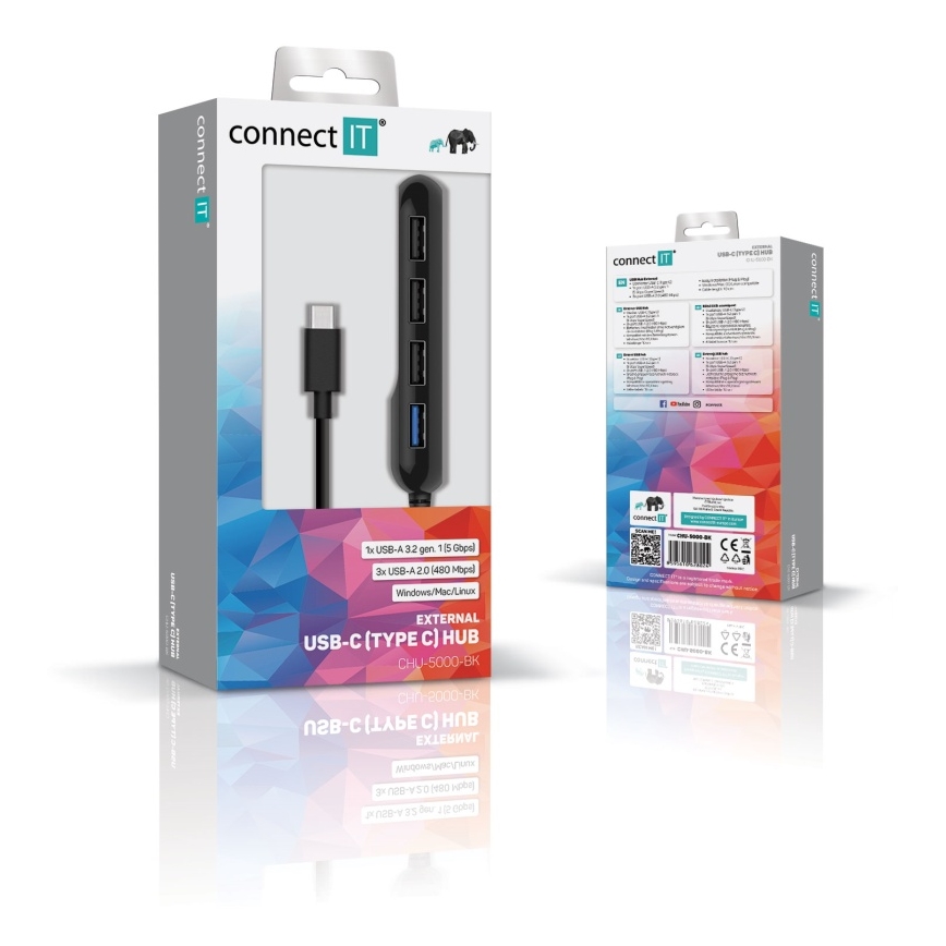 Hub USB-C 4 în 1 CONNECT IT CHU-5000-BK