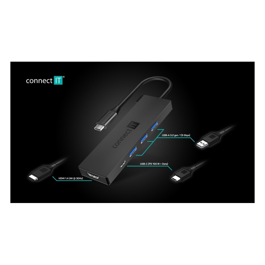 Hub USB-C 5 în 1 CONNECT IT CHU-8010-AN