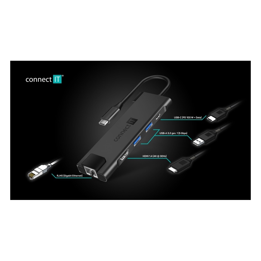 Hub USB-C 5 în 1 CONNECT IT CHU-8020-AN