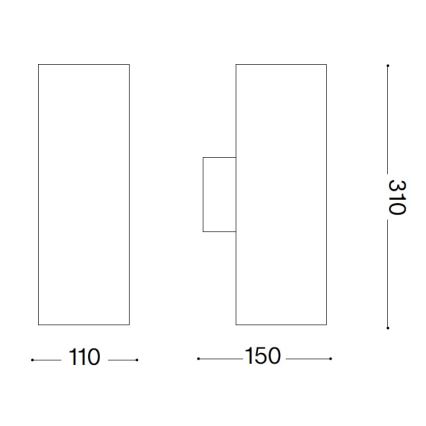 Ideal Lux - Aplica de exterior GUN, 1xE27/60W/230V, 31 cm, IP54, gri