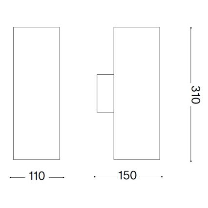 Ideal Lux - Aplică de exterior GUN, 1xE27/60W/230V, 31 cm, IP54, maro