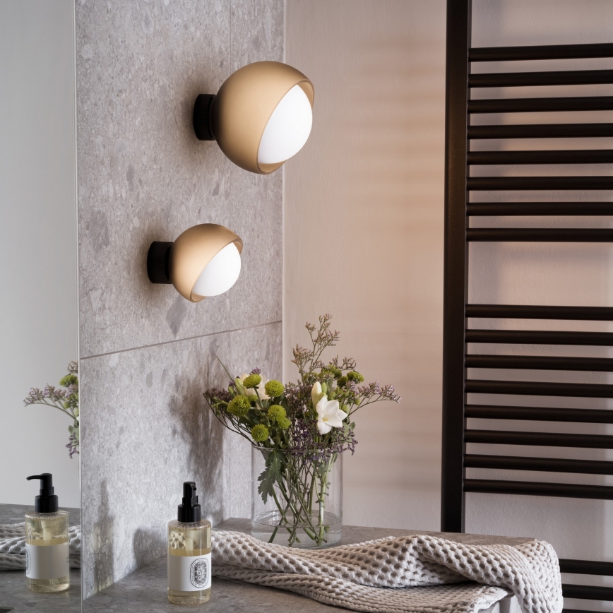 Ideal Lux - Aplica de perete LED BLOOM 1xE27/42W/230V auriu/bej fumuriu