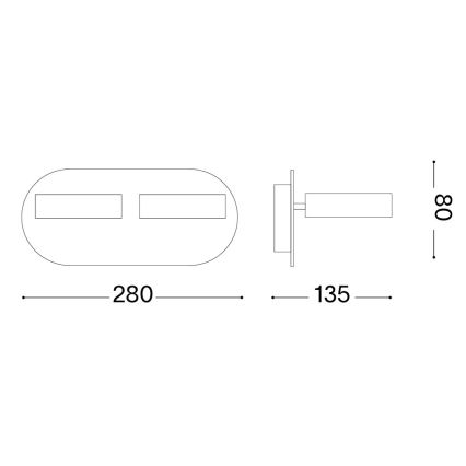 Ideal Lux - Aplică de perete LED OBY 2xLED/6W/230V CRI 90, alb