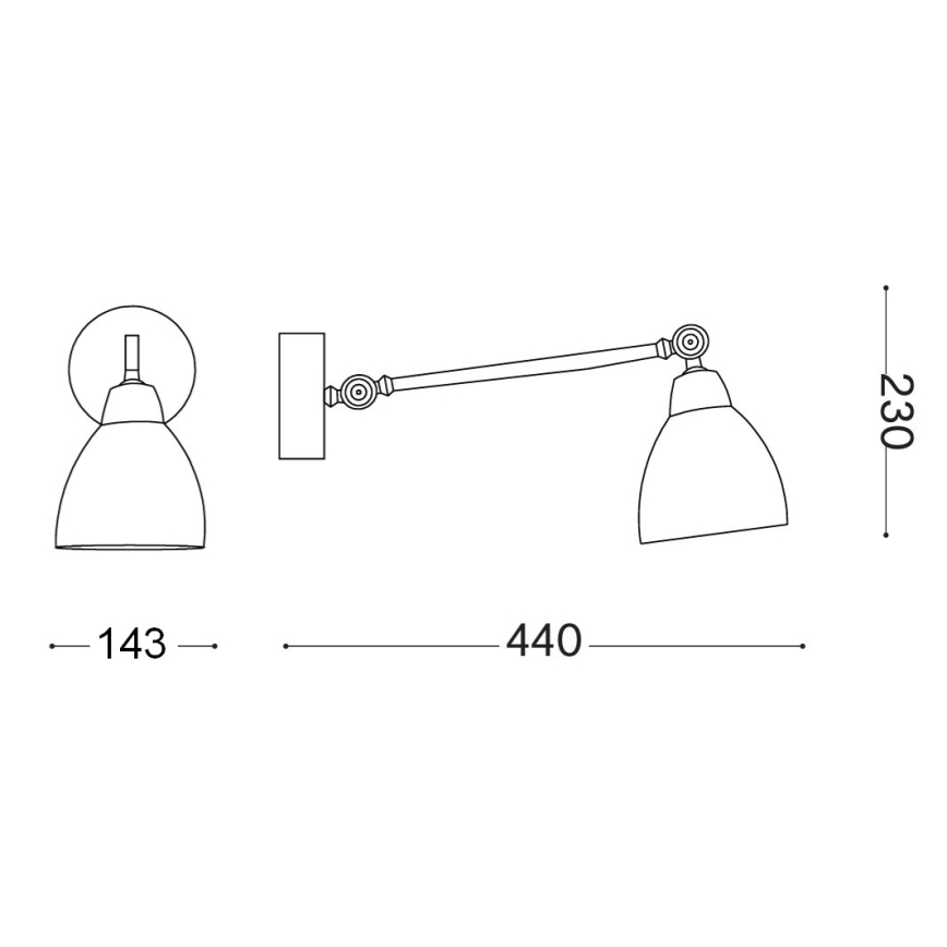 Ideal Lux - Aplica de perete NEWTON 1xE27/42W/230V neagră