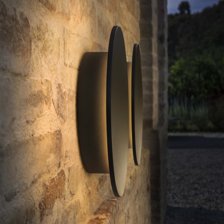 Ideal Lux - Aplica LED de exterior PUNTO, 9W, 230V, CRI 90, Ø 18 cm, IP54, negru
