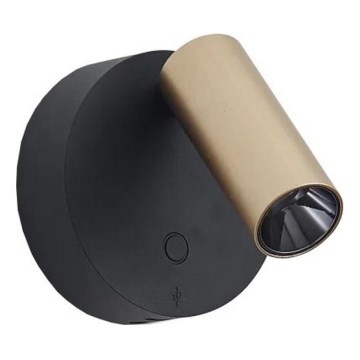 Ideal Lux - Aplică spot de perete ELF, LED dimabilă cu control tactil, 3W/230V, CRI 95, auriu/negru