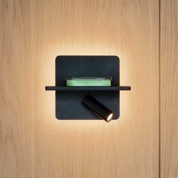 Ideal Lux - Aplica spot de perete PIANO LED/10W/230V CRI 90 USB negru