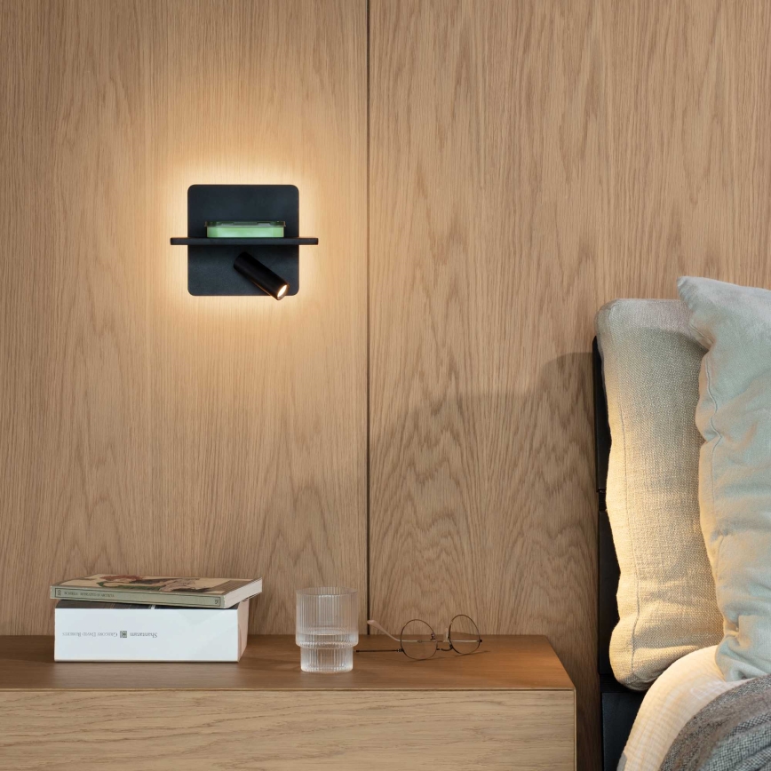 Ideal Lux - Aplica spot de perete PIANO LED/10W/230V CRI 90 USB negru