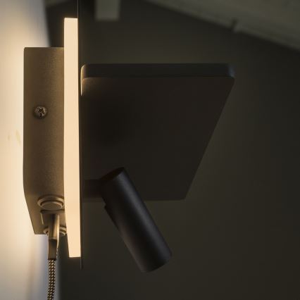 Ideal Lux - Aplica spot de perete PIANO LED/10W/230V CRI 90 USB negru