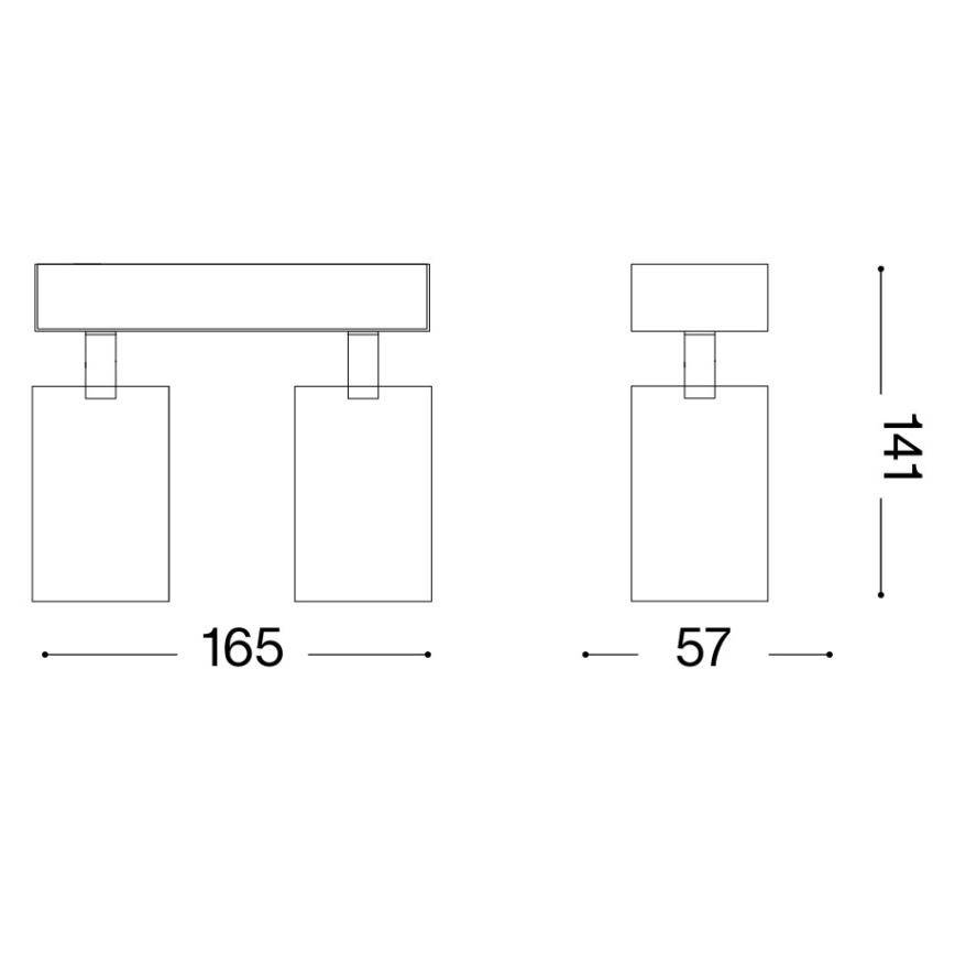 Ideal Lux - Aplica spot LED de perete DYNAMITE, 2x GU10, 7W per bec, 230V, CRI 90, alamă