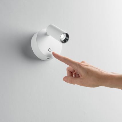 Ideal Lux - Aplică spot de perete LED dimabilă cu control tactil ELF, LED/3W/230V, CRI 95, alb