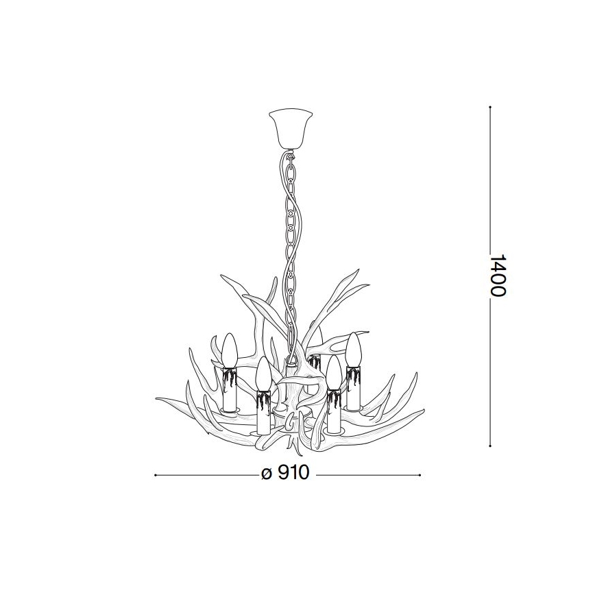 Ideal Lux - Candelabru suspendat pe lanț CHALET 8xE14/40W/230V coarne de cerb