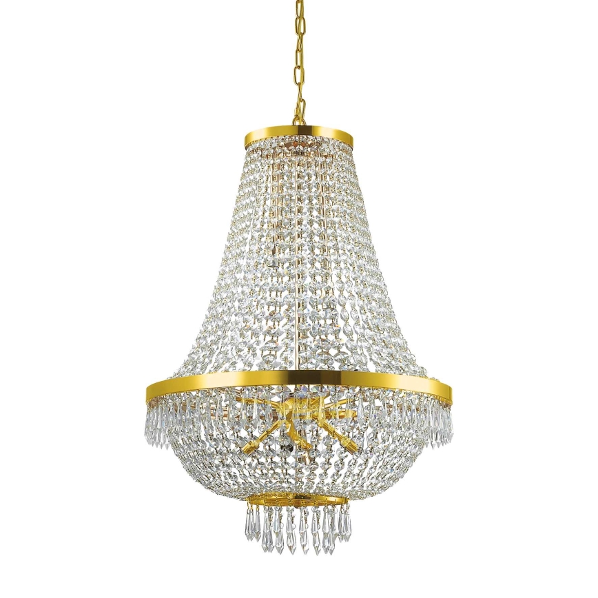 Ideal Lux - Candelabru cu cristale LED CAESAR, 12xG9/3W/230V, Ø 55 cm, auriu