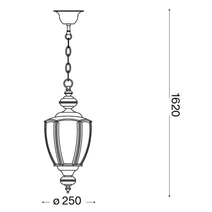 Ideal Lux - Candelabru cu lanț, 1x E27, 60W, 230V, Ø25 cm, crom lucios