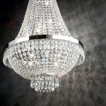 Ideal Lux - Candelabru LED cu cristale suspendat pe lanț CAESAR, 12xG9/3W/230V, Ø 55 cm, crom lucios