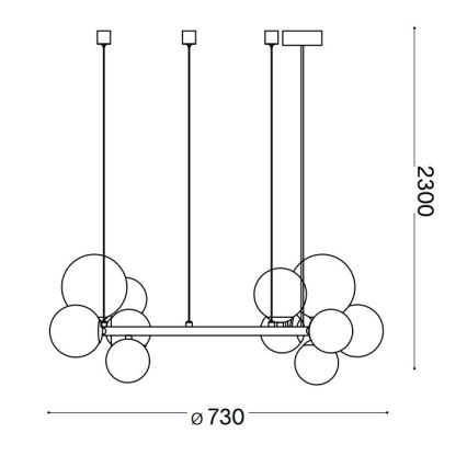 Ideal Lux - Lustră LED suspendată pe cablu PERLAGE, 11xG9/3W/230V, Ø 73 cm, auriu/bej fumuriu