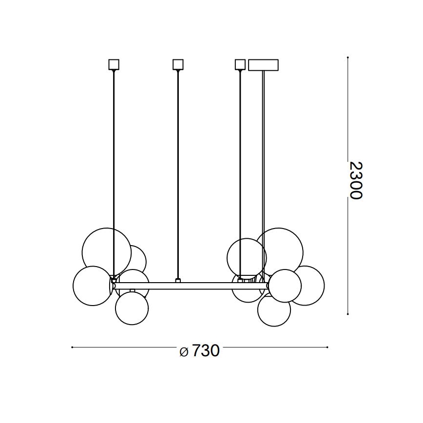 Ideal Lux - Lustră LED suspendată pe cablu PERLAGE, 11xG9/3W/230V, Ø 73 cm, auriu/bej fumuriu