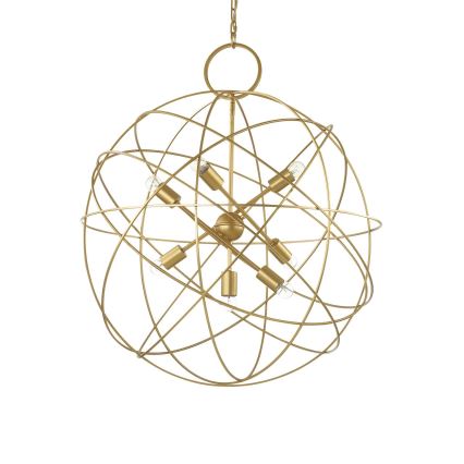 Ideal Lux - Lustru KONSE pe lanț, 7xE27/60W/230V, Ø 80 cm, auriu