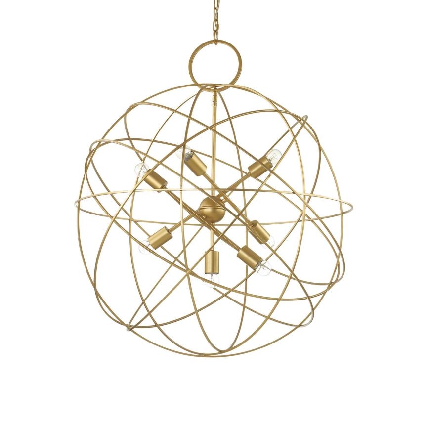 Ideal Lux - Lustru KONSE pe lanț, 7xE27/60W/230V, Ø 80 cm, auriu