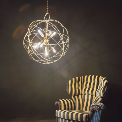 Ideal Lux - Lustru KONSE pe lanț, 7xE27/60W/230V, Ø 80 cm, auriu