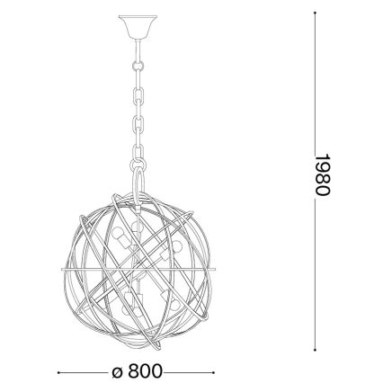 Ideal Lux - Lustru KONSE pe lanț, 7xE27/60W/230V, Ø 80 cm, auriu