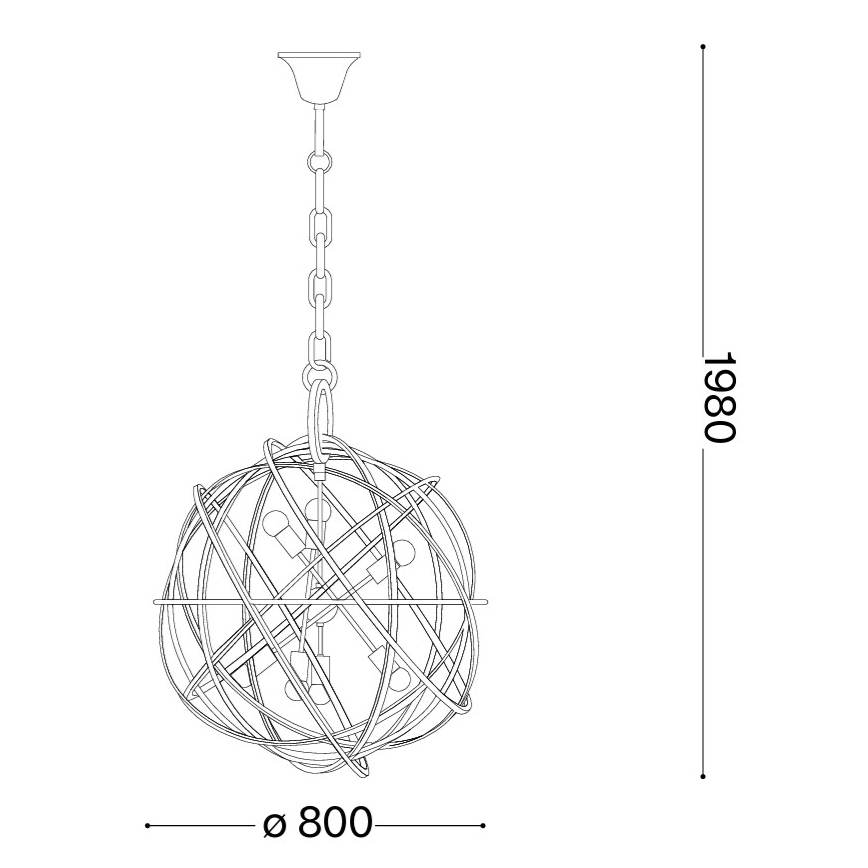 Ideal Lux - Lustru KONSE pe lanț, 7xE27/60W/230V, Ø 80 cm, auriu