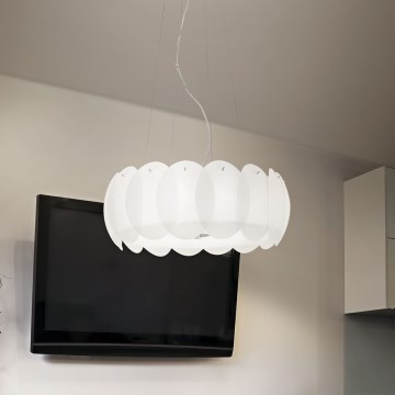 Ideal Lux - Candelabru suspendat pe cablu OVALINO, 8 x E27, 60 W, 230 V, Ø 55 cm, alb