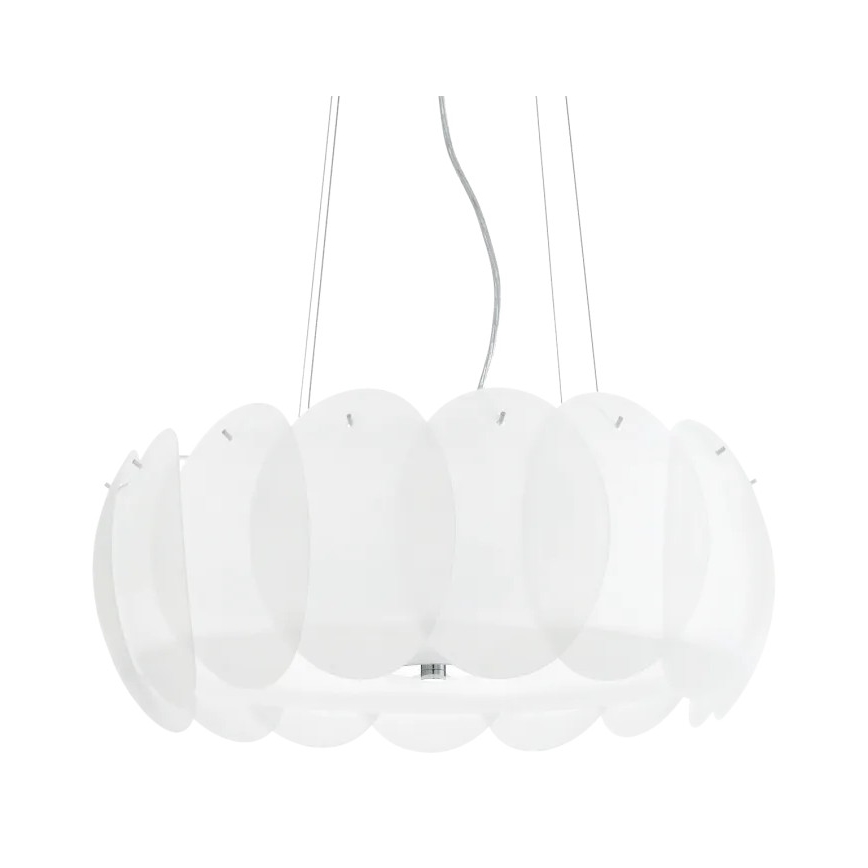 Ideal Lux - Candelabru suspendat pe cablu OVALINO, 8 x E27, 60 W, 230 V, Ø 55 cm, alb