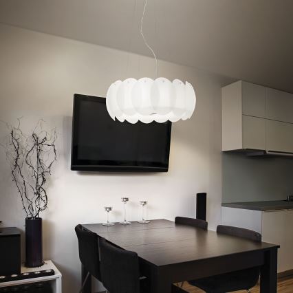 Ideal Lux - Candelabru suspendat pe cablu OVALINO, 8 x E27, 60 W, 230 V, Ø 55 cm, alb