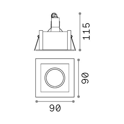 Ideal Lux - Corp de iluminat încastrat FUNKY 1xGU10/50W/230V 9x9 cm alamă