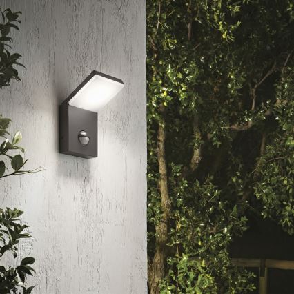Ideal Lux STYLE - Lampă LED de exterior cu senzor, 9W, 230V, 4000K, CRI 90, IP54, antracit
