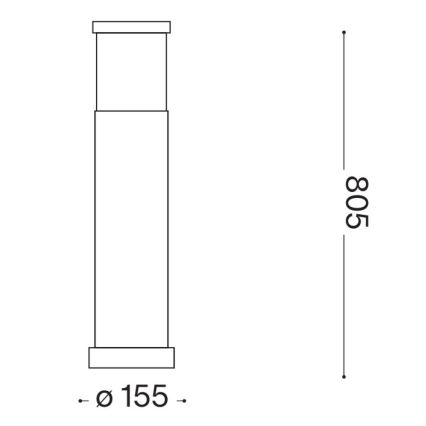 Ideal Lux - Lampă de exterior TRONCO 1xE27/42W/230V 80 cm IP65 neagră