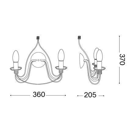 Ideal Lux - Lampă de perete CORTE, 2xE14/40W/230V, cupru