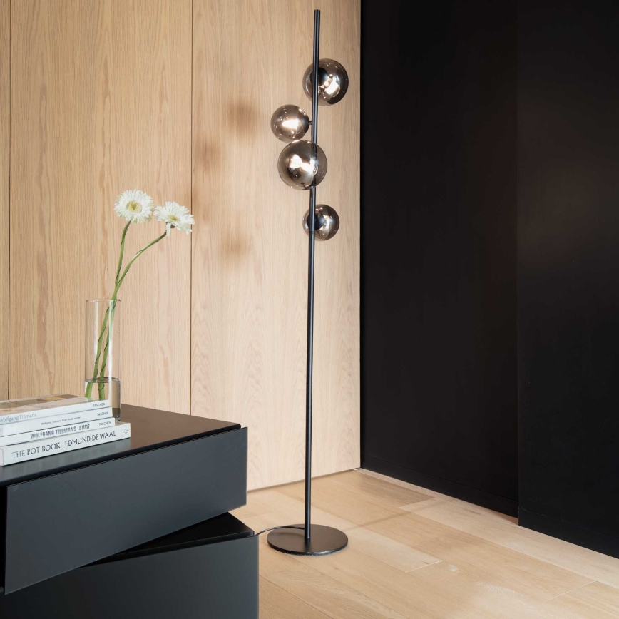 Ideal Lux - Lampă LED de podea PERLAGE 4xG9/3W/230V negru/negru fumuriu