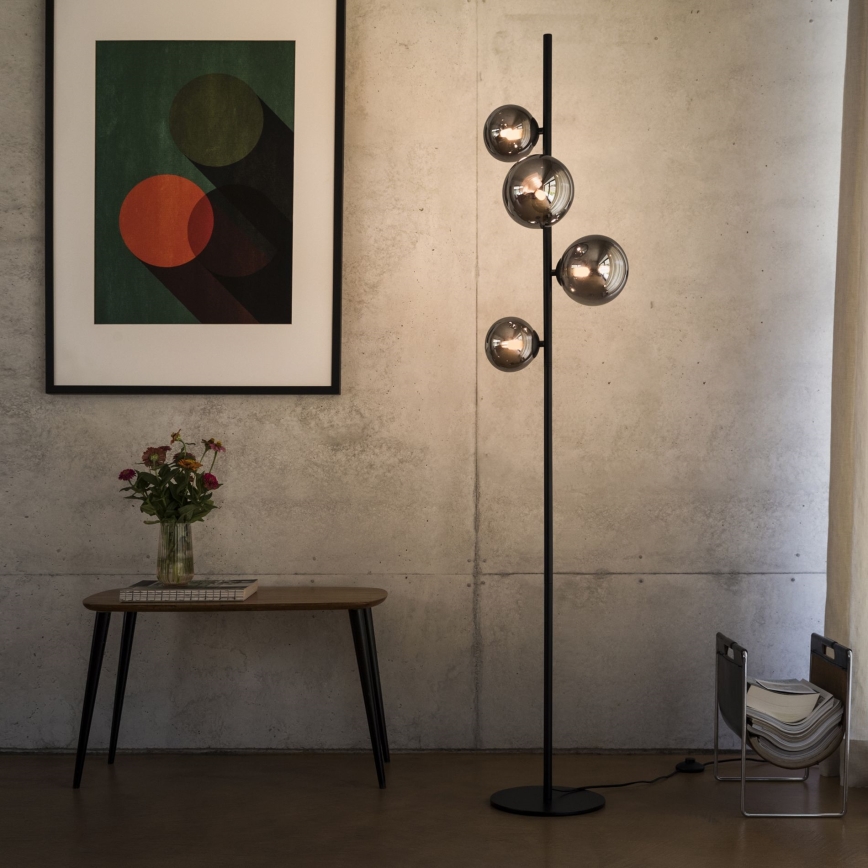 Ideal Lux - Lampă LED de podea PERLAGE 4xG9/3W/230V negru/negru fumuriu