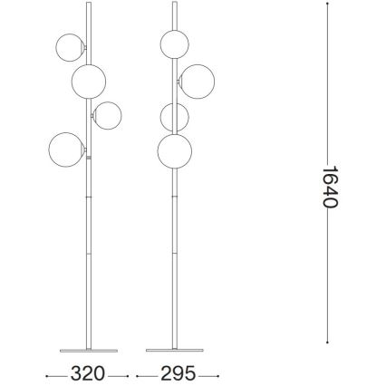 Ideal Lux - Lampă LED de podea PERLAGE 4xG9/3W/230V negru/negru fumuriu