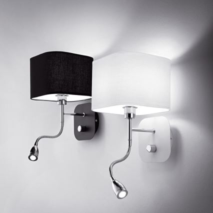 Aplică perete 1xE14/40W/230V + LED/1W/230V negru