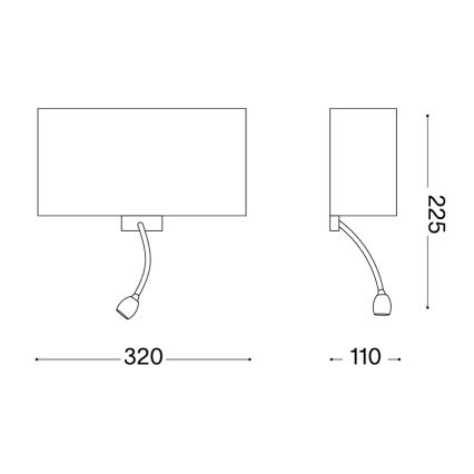 Ideal Lux - Lampă de perete flexibilă LED HOTEL 1xE27/60W/230V + LED/1,5W/230V