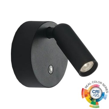 Ideal Lux - Lampă spot LED de perete BEAN, reglabilă, reîncărcabilă, cu control tactil LED/3W/5V 2200 mAh CRI 95 negru