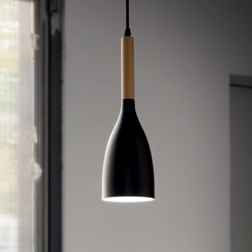 Ideal Lux - Lampă suspendată MANHATTAN, 1xE14/40W/230V, Ø 11 cm, negru/fag