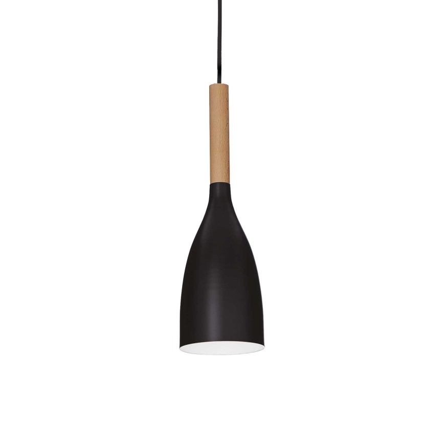 Ideal Lux - Lampă suspendată MANHATTAN, 1xE14/40W/230V, Ø 11 cm, negru/fag