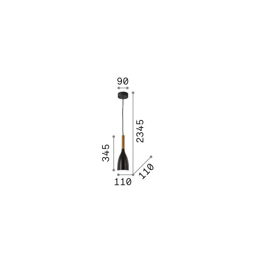 Ideal Lux - Lampă suspendată MANHATTAN, 1xE14/40W/230V, Ø 11 cm, negru/fag