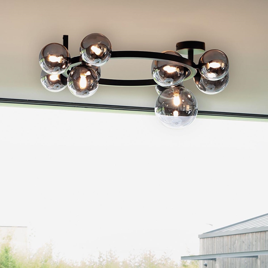 Ideal Lux - Lustră LED aplicată PERLAGE, 10xG9/3W/230V, Ø 70 cm, negru/fumuriu