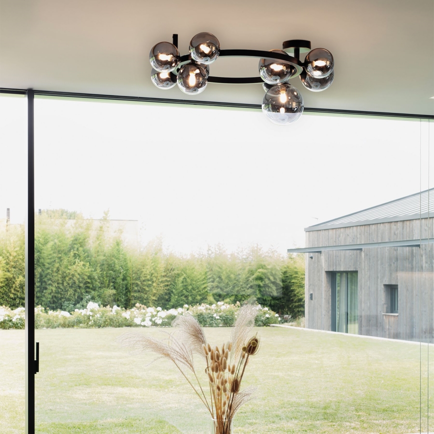 Ideal Lux - Lustră LED aplicată PERLAGE, 10xG9/3W/230V, Ø 70 cm, negru/fumuriu