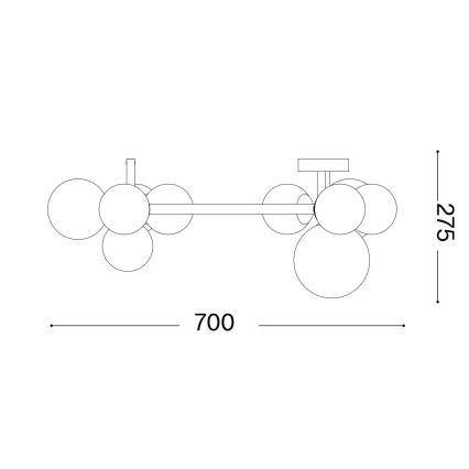 Ideal Lux - Lustră LED aplicată PERLAGE, 10xG9/3W/230V, Ø 70 cm, negru/fumuriu