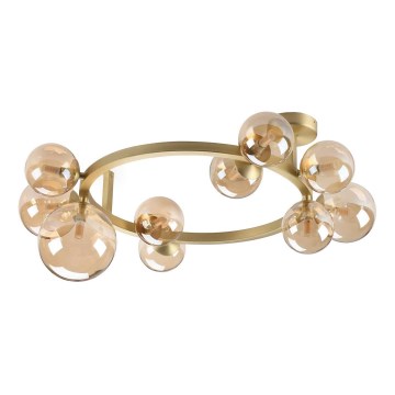 Ideal Lux - Lustră LED aplicată PERLAGE 10x G9/3W/230V, Ø 70 cm, auriu/bej fumuriu