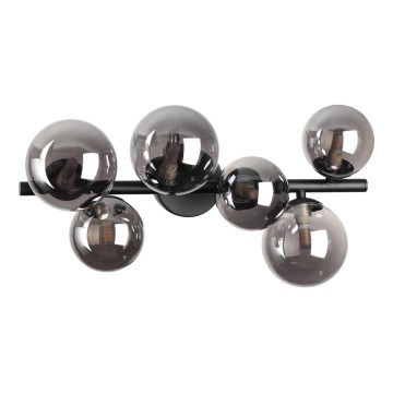 Ideal Lux - Lustră LED aplicată PERLAGE 6xG9/3W/230V 49 cm negru/fumuriu